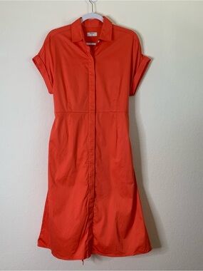 Untuckit Womens orange Sage SS button front midi shirt dress 6